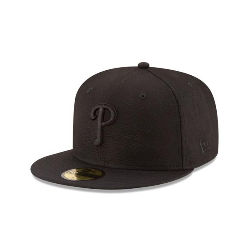 MLB Philadelphia Phillies Black On Black 59Fifty Fitted (OWG9084) - Black New Era Caps